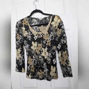 Y2K Vintage Alberto Makali Crinkle Floral Top Size Medium Embellishments